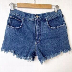 VERSACE COUTURE DENIM FRAYED HEM HIGH WAIST SHORTS MEDUSA HEAD HARDWARE 8